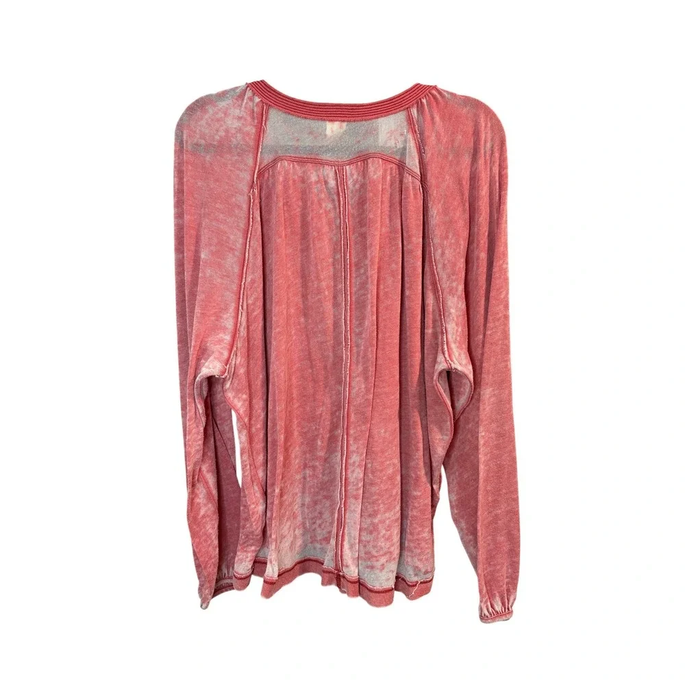 Free People Long Sleeve Henley Top in Dusty Rose
